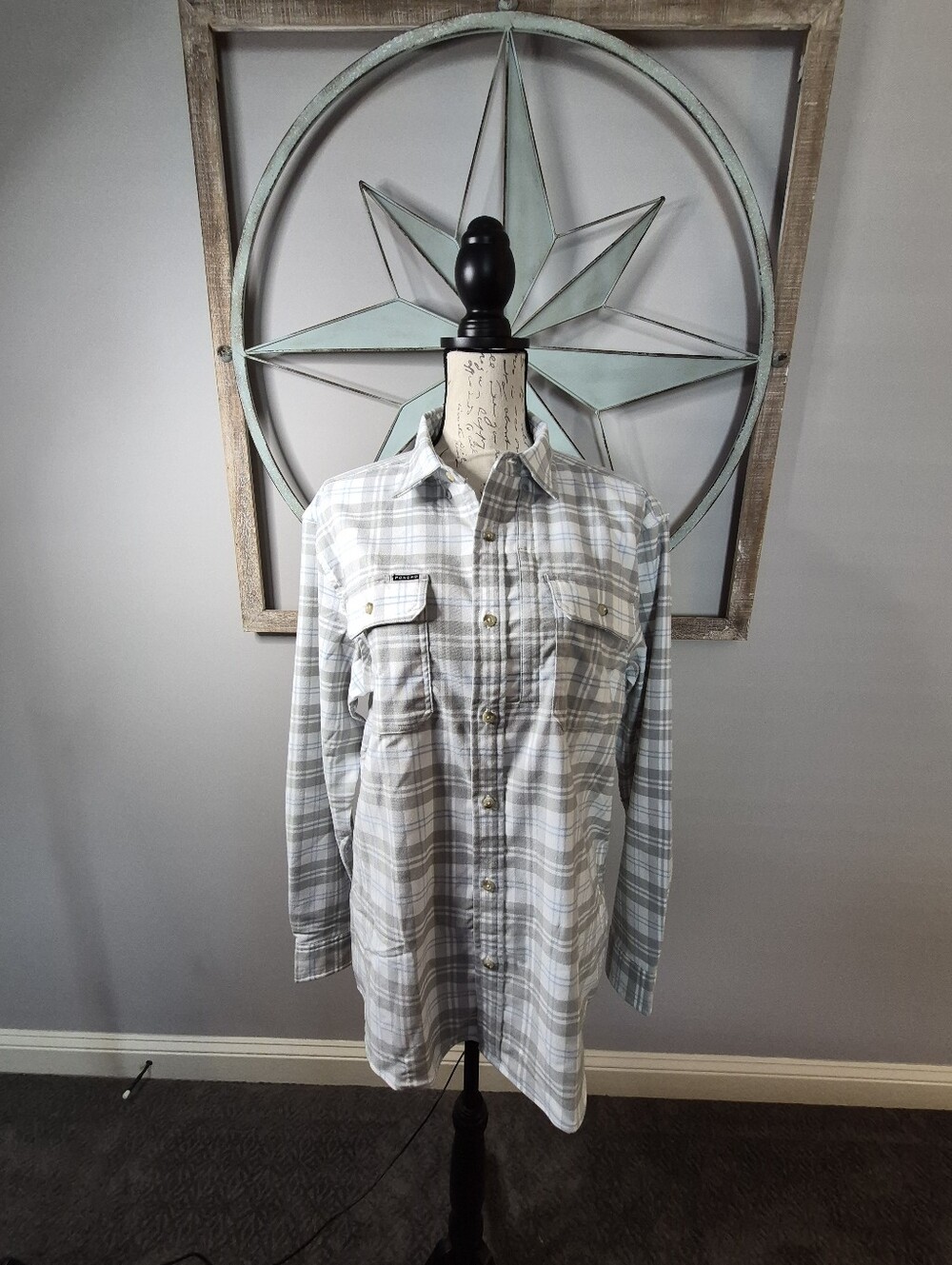 Poncho The Snowcat Slim Fit Performance Flannel Shirt White Plaid - M - Picture 8 of 13